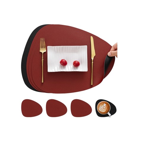 Pvc leather placemats - leather, pack