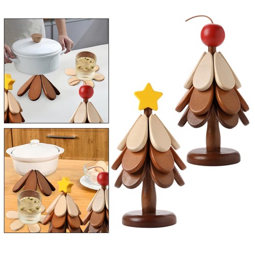 Foldable pot holder wooden - 3x,